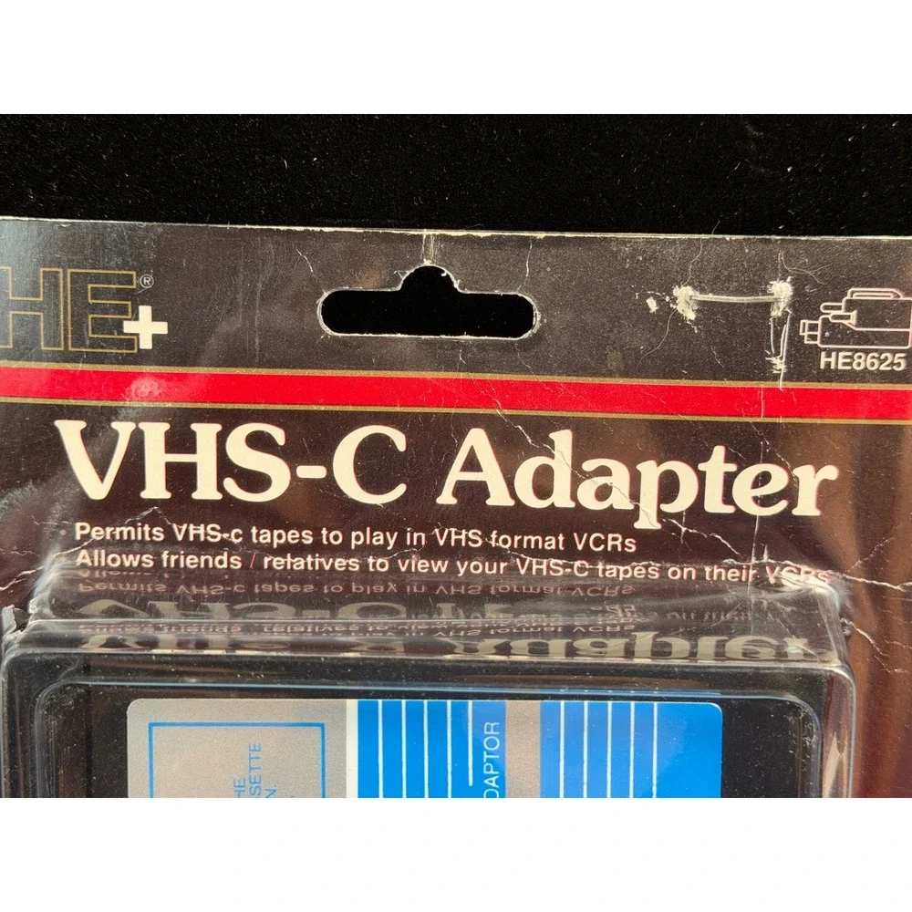 Jasco HE+ VHS-C Adapter Cassette: for VHS VCR Playback HE8625, NEW Sealed